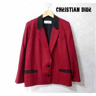 美品 Christian Dior 格子柄 異素材切り替え テーラードジャケット