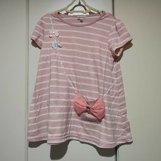 エニィファム(anyFAM)のエニィファム☆半袖トップス　ボーダーピンク　リボン　140cm(Tシャツ/カットソー)