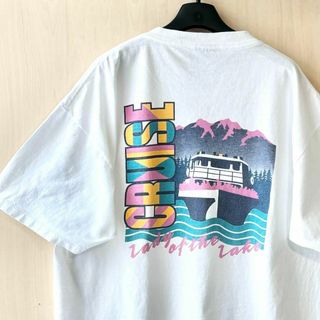 ヴィンテージ(VINTAGE)の90s古着　ヴィンテージ　オニータ　グラフィック　Tシャツ　クルーズ客船(Tシャツ/カットソー(半袖/袖なし))