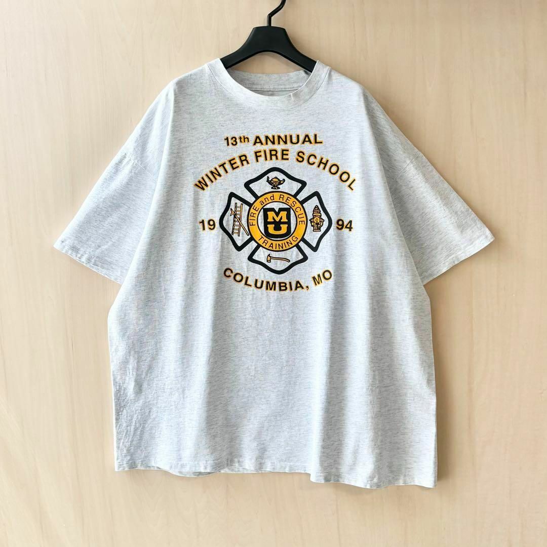 VINTAGE(ヴィンテージ)の90s古着　ヴィンテージ　ロゴTシャツ　消防救助トレーニング　イラスト　霜降り メンズのトップス(Tシャツ/カットソー(半袖/袖なし))の商品写真