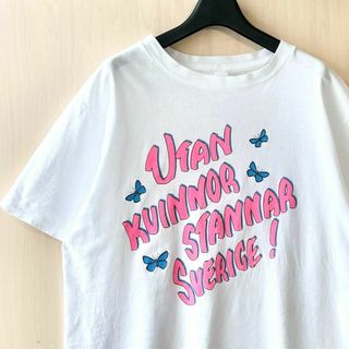 ヴィンテージ(VINTAGE)の90s古着　ヴィンテージ　Tシャツ　メッセージ　4段プリント 蝶々(Tシャツ/カットソー(半袖/袖なし))