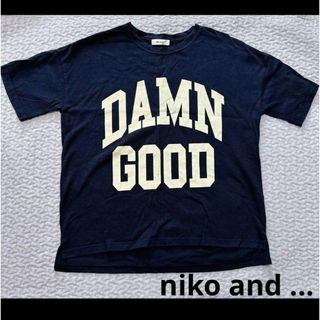 ニコアンド  niko and ...     ロゴ半袖Tシャツ　ネイビー