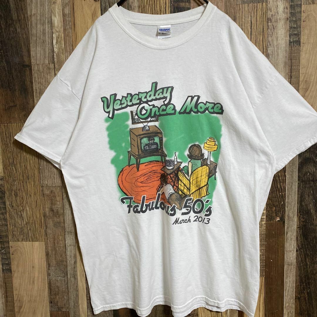 GILDAN(ギルタン)のギルダン メンズ 半袖 Tシャツ 白 ビッグシルエット レトロ USA古着 90 メンズのトップス(Tシャツ/カットソー(半袖/袖なし))の商品写真