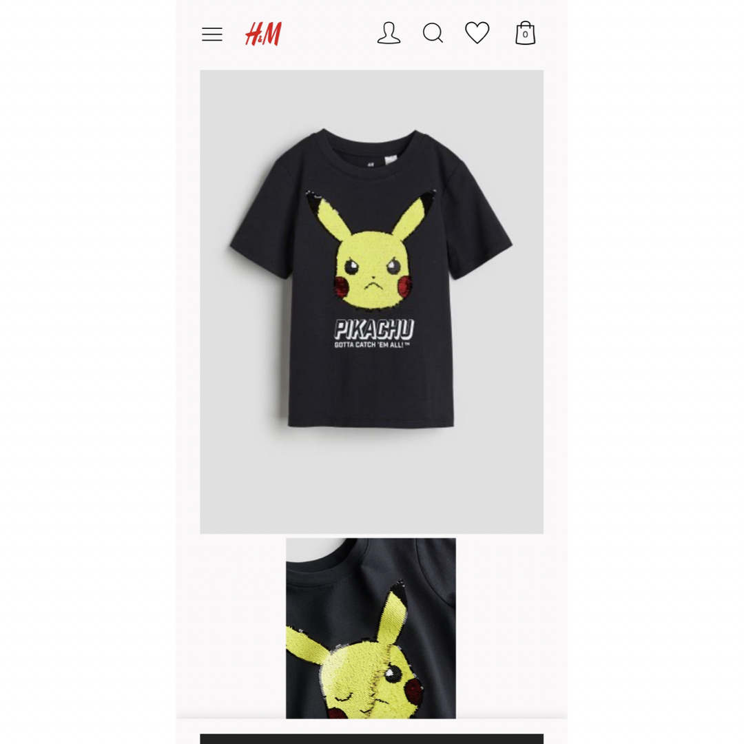 H&M(エイチアンドエム)のH&Mピカチュウ　リバーシブルスパンコールTシャツ メンズのトップス(Tシャツ/カットソー(半袖/袖なし))の商品写真