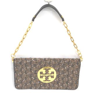 Tory Burch - トリーバーチ チェーンショルダー クラッチバッグ ツイード ベージュ×ブラック系 レディース Tory Burch NA34311 中古