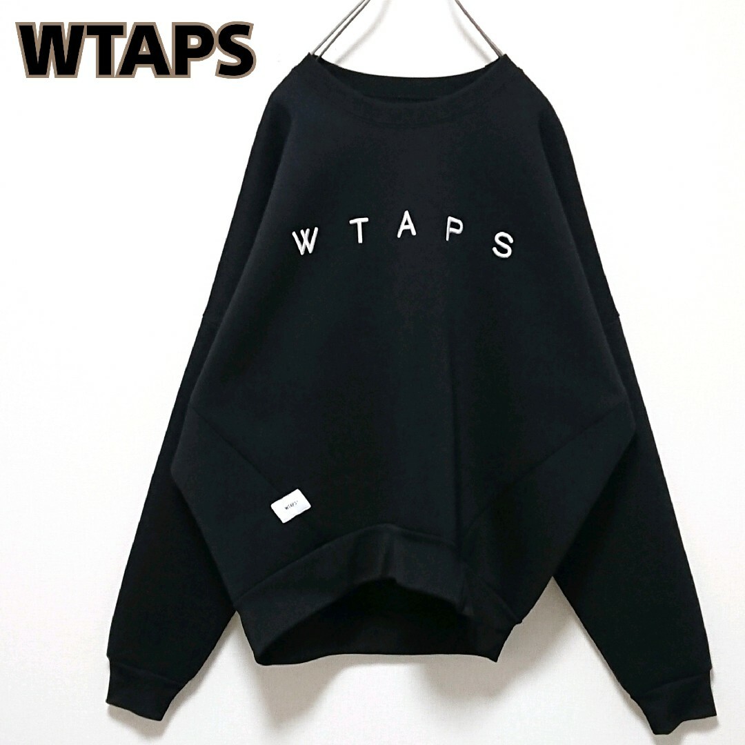 W)taps(ダブルタップス)の美品 希少 ダブルタップス 刺繍 ロゴ ブラック プルオーバー スウェット メンズのトップス(スウェット)の商品写真