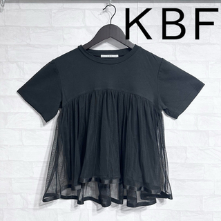 ケービーエフ(KBF)のKBF チュール切り替えカットソー　ブラック　Tシャツ(カットソー(半袖/袖なし))