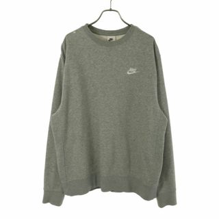 ナイキ(NIKE)のナイキ ロゴ刺繍 長袖 スウェット トレーナー L グレー NIKE メンズ 古着 【240414】(スウェット)