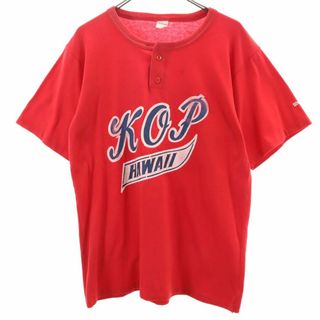 wilson - ウィルソン 70s USA製 ヴィンテージ 半袖 ヘンリーネック Tシャツ L レッド系 wilson メンズ 古着 【240414】