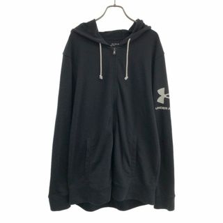 UNDER ARMOUR - アンダーアーマー 長袖 スウェット ジップパーカー 2XL ブラック UNDER ARMOUR ビッグサイズ メンズ 古着 【240414】