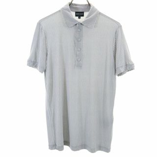 ジョルジオアルマーニ(GIORGIO ARMANI)のジョルジオアルマーニ イタリア製 ストライプ 半袖 ポロシャツ 46 グレー系 GIORGIO ARMANI メンズ 古着 【240414】(ポロシャツ)