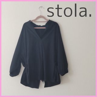 ストラ　stola. スキッパー　ブラウス　38　ネイビー