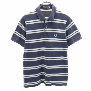 フレッドペリー(FRED PERRY)のフレッドペリー ボーダー 半袖 ポロシャツ S ネイビー FRED PERRY 鹿の子 メンズ 古着 【240414】(ポロシャツ)