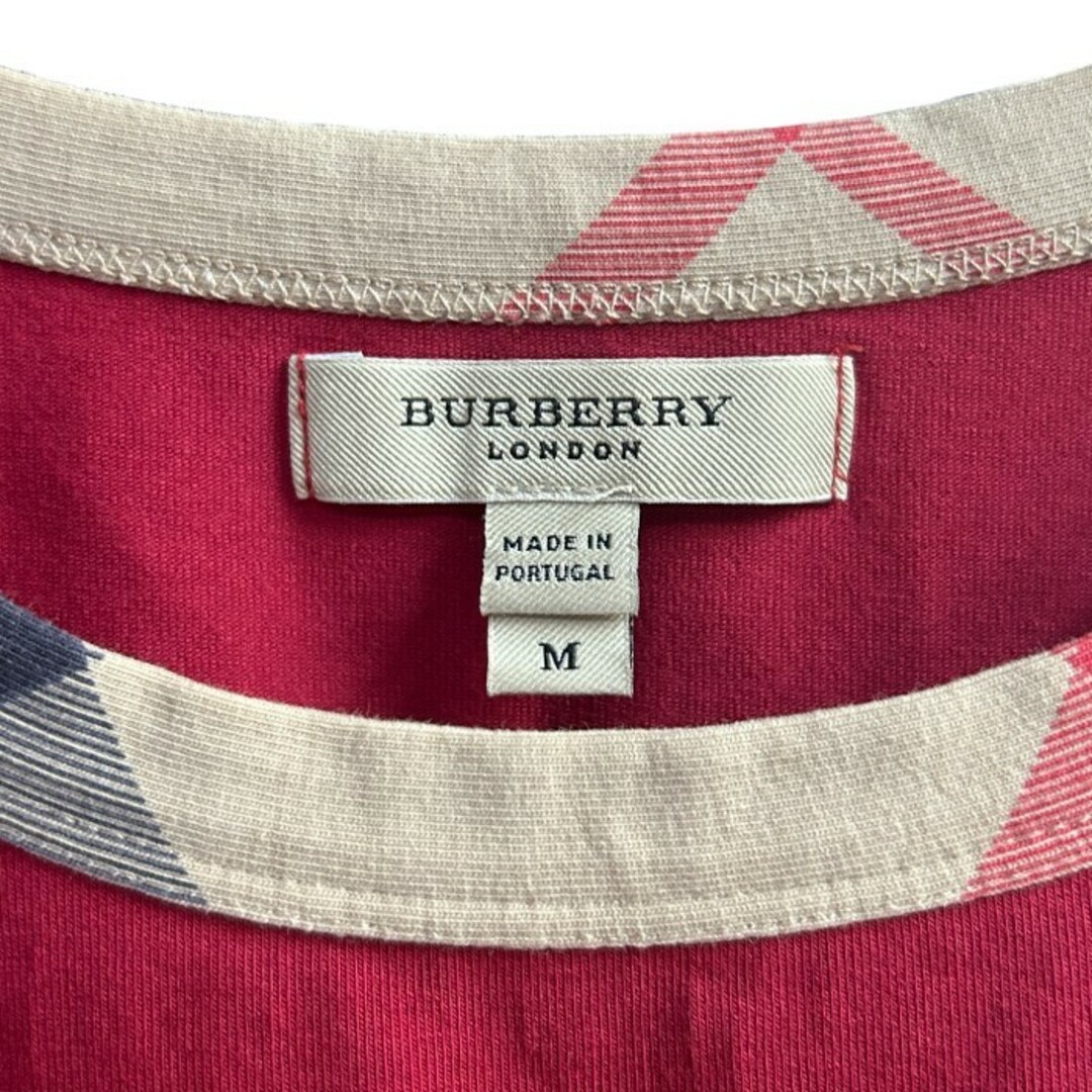 BURBERRY(バーバリー)のBURBERRY LONDON インポート Tシャツ チェック レッド M PTCAMPIN4700BRA バーバリー ロンドン レディース 半袖 夏 トップス 中古 W４ レディースのトップス(Tシャツ(半袖/袖なし))の商品写真