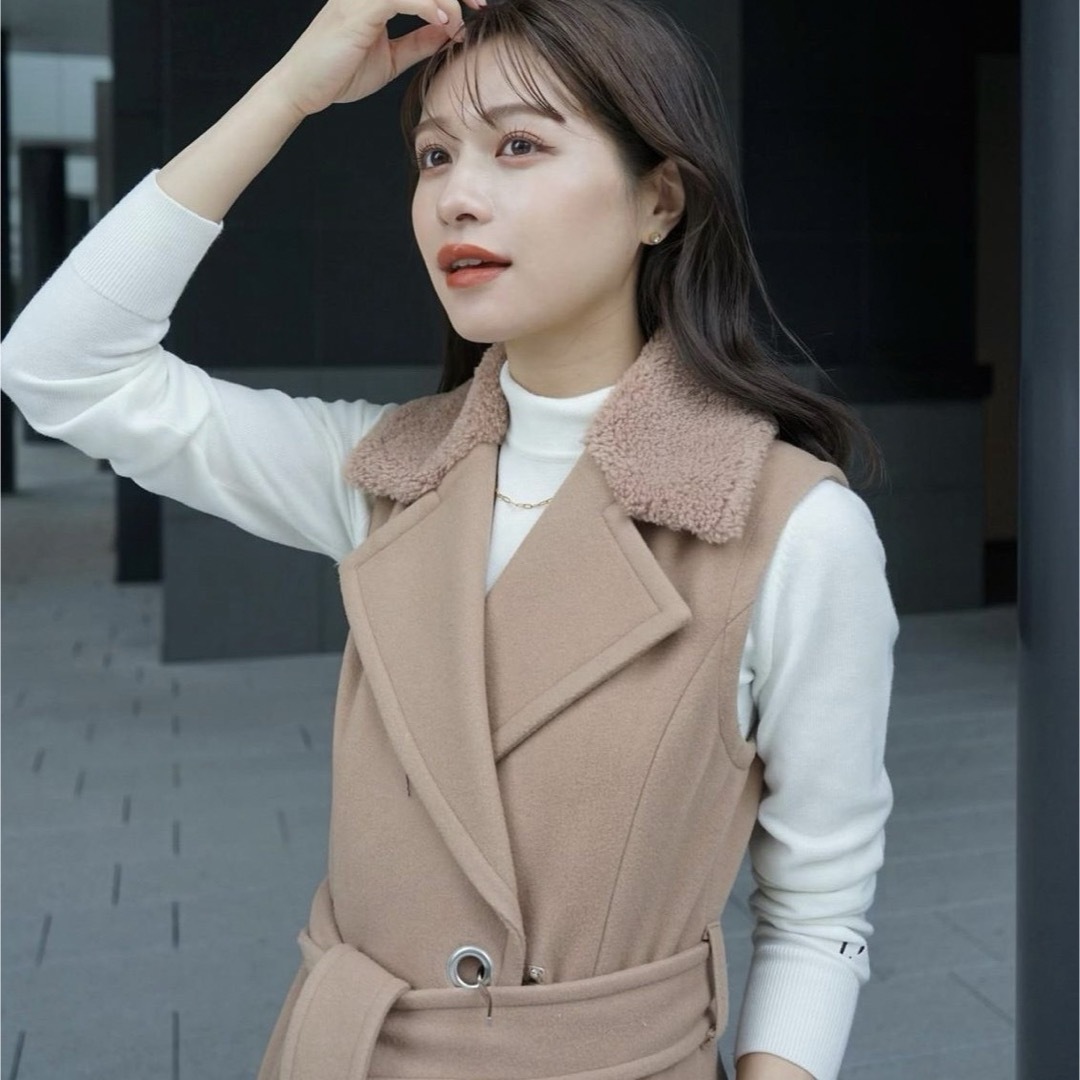 ánuans(アニュアンス)のL’AUBE BLANC Belted Wool long gilet レディースのトップス(ベスト/ジレ)の商品写真