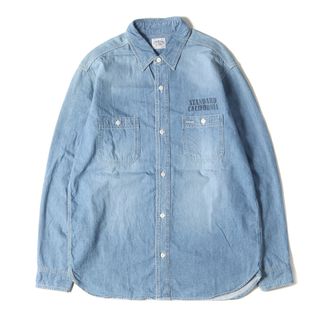 STANDARD CALIFORNIA - STANDARD CALIFORNIA スタンダードカリフォルニア シャツ サイズ:L 20SS デニム ワークシャツ SD Denim Work Shirt 長袖 ステンシル ロゴ インディゴ トップス カジュアルシャツ【メンズ】【中古】