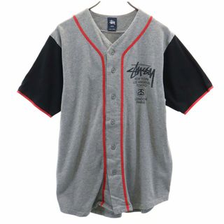 ステューシー(STUSSY)のステューシー バックプリント 半袖 ベースボール シャツ M グレー系 STUSSY メンズ 古着 【240414】(シャツ)