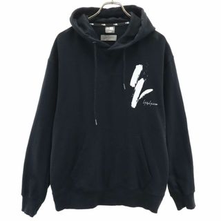 Yohji Yamamoto - ヨウジヤマモト NEW ERA プリント 長袖 スウェットパーカー L ブラック Yohji Yamamoto メンズ 古着 【240414】