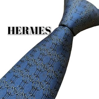 エルメス(Hermes)の★HERMES★　エルメス　ブルー系　総柄　フランス製(ネクタイ)