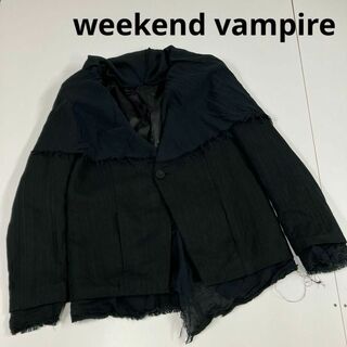 weekend vampire ノーカラー　ジャケット　ブラック　フリンジ 古着(テーラードジャケット)