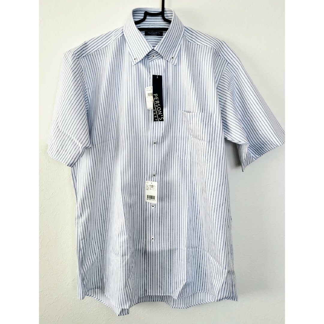 未使用★PERSON’S PREP ビジネスシャツ半袖 L ホワイト/ブルー メンズのトップス(シャツ)の商品写真