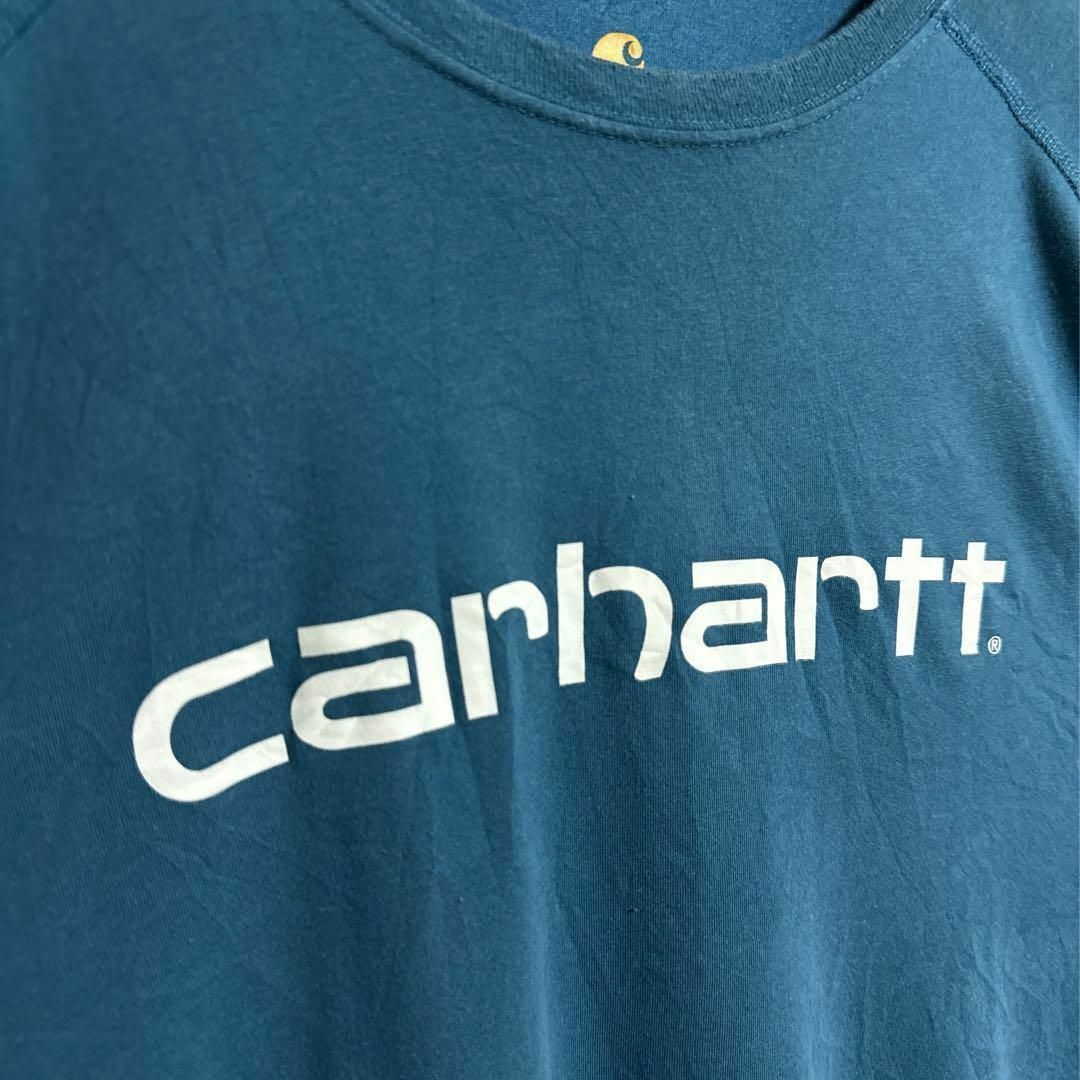 carhartt(カーハート)のカーハート ロゴ Tシャツ ブルー プリント 半袖 ストリート USA古着 青 メンズのトップス(Tシャツ/カットソー(半袖/袖なし))の商品写真