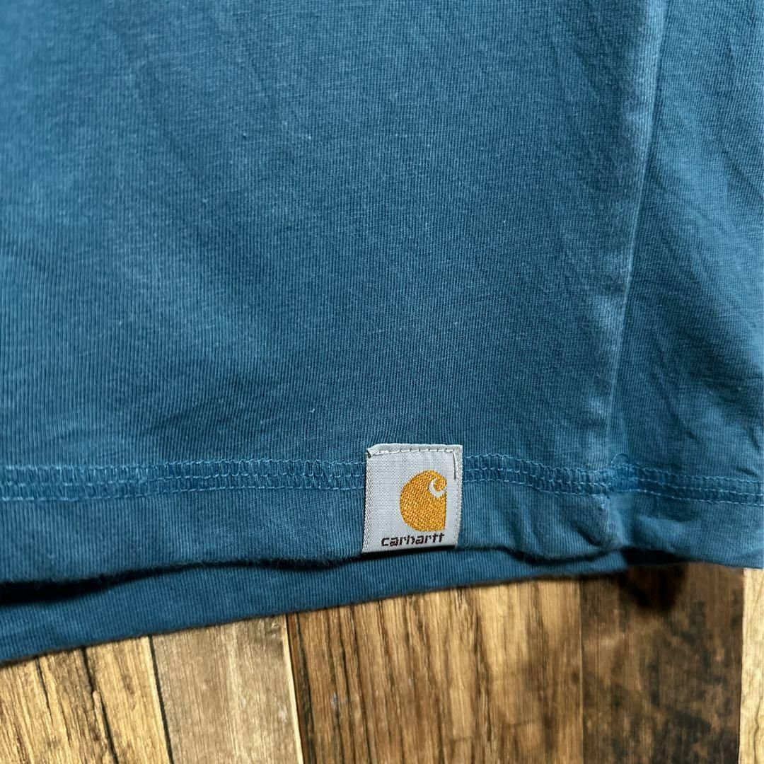 carhartt(カーハート)のカーハート ロゴ Tシャツ ブルー プリント 半袖 ストリート USA古着 青 メンズのトップス(Tシャツ/カットソー(半袖/袖なし))の商品写真