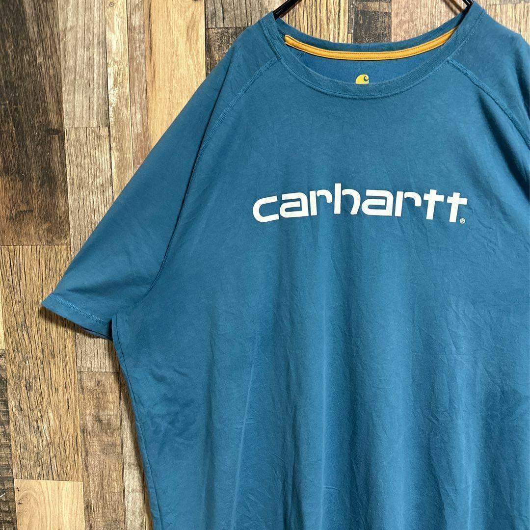 carhartt(カーハート)のカーハート ロゴ Tシャツ ブルー プリント 半袖 ストリート USA古着 青 メンズのトップス(Tシャツ/カットソー(半袖/袖なし))の商品写真