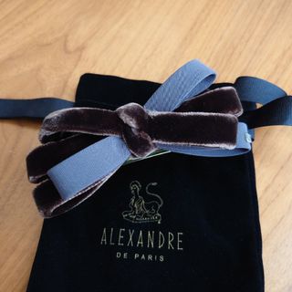 Alexandre de Paris - （最終値下げ！！）アレクサンドルドゥパリ☆ブラウン　ベロアのバレッタ♪