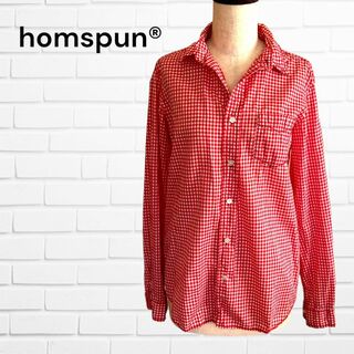 ホームスパン(homspun)のhomespun ホームスパン 赤白 ギンガムチェック コットンシャツ シンプル(シャツ/ブラウス(長袖/七分))