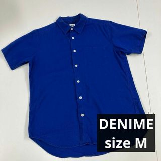 ドゥニーム(DENIME)のDENIME シャツ　半袖　リネン　古着　アメカジ　M ブルー系(シャツ)