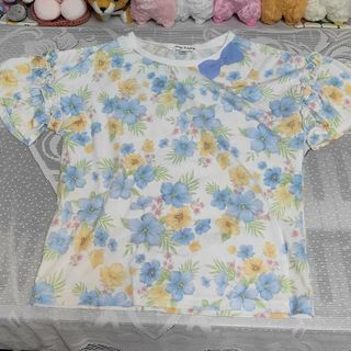 エニィファム(anyFAM)の美品☆エニィファム　袖フリル　花柄半袖Ｔシャツ　130cm(Tシャツ/カットソー)