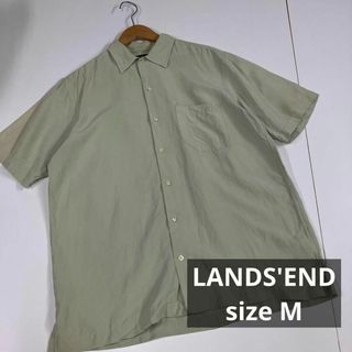 ランズエンド(LANDS’END)のLANDS'END 開襟シャツ　古着　麻　リネン　オーバーサイズ　M(シャツ)