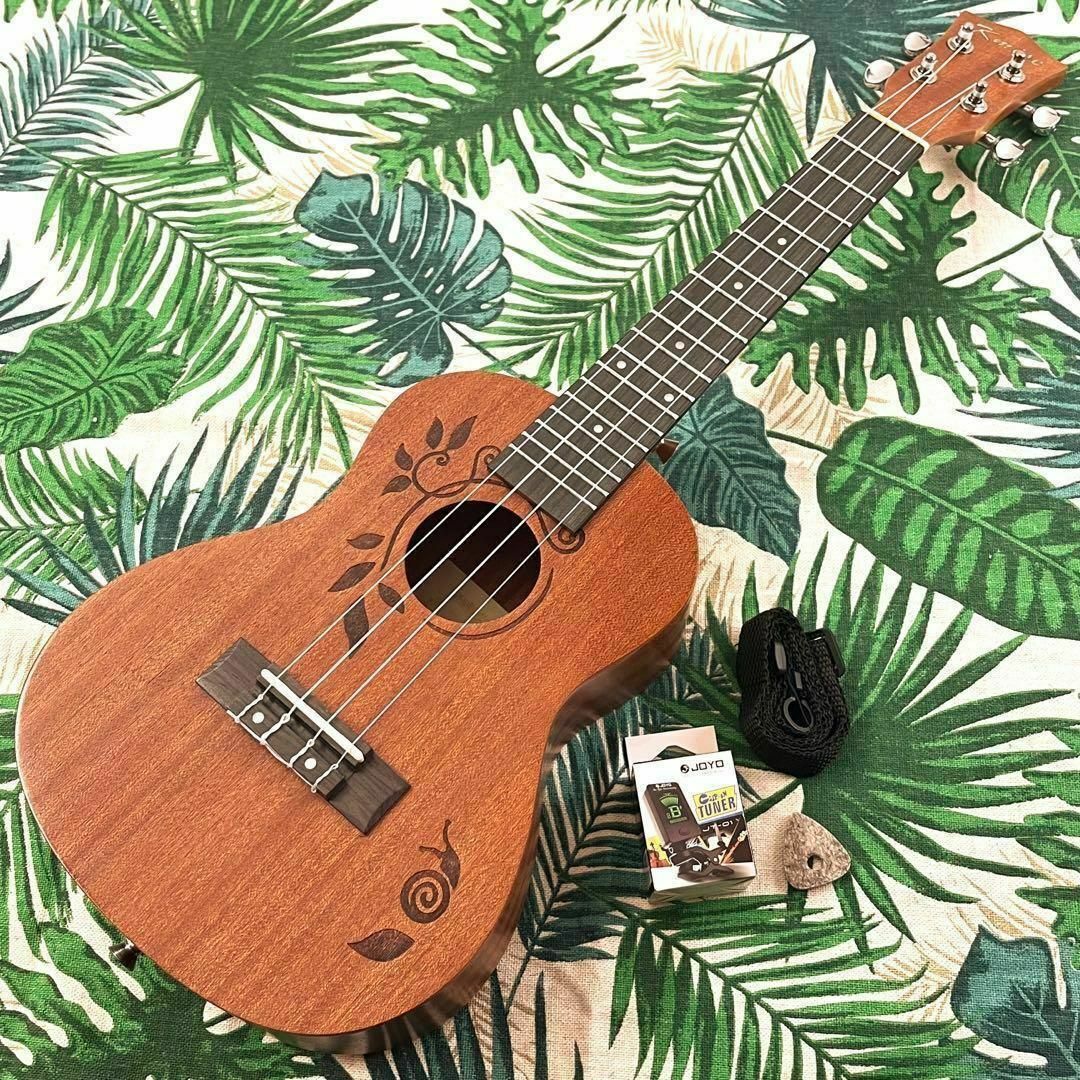 【kmise ukulele】かたつむり模様のエレキ・コンサートウクレレ 楽器のウクレレ(コンサートウクレレ)の商品写真