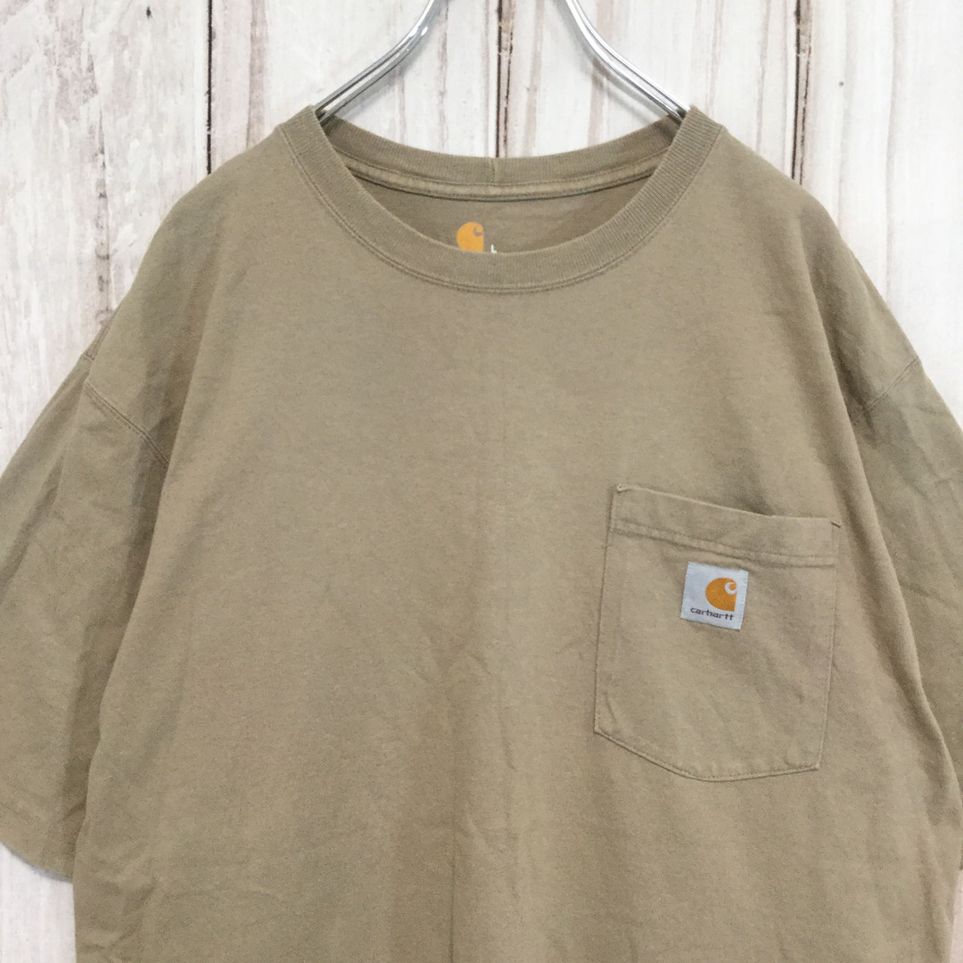 carhartt(カーハート)の【カーハート 半袖Tシャツ】ロゴワッペン XL相当 ベージュ 古着 メンズのトップス(Tシャツ/カットソー(半袖/袖なし))の商品写真