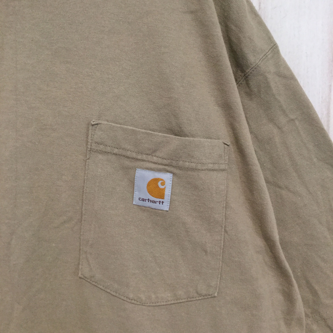 carhartt(カーハート)の【カーハート 半袖Tシャツ】ロゴワッペン XL相当 ベージュ 古着 メンズのトップス(Tシャツ/カットソー(半袖/袖なし))の商品写真