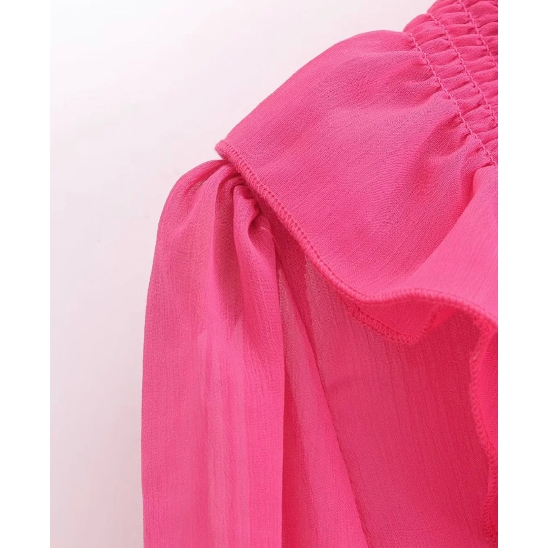 👛4月新作🧸14079◆pink ピンク フリル ブラウス レディースのトップス(シャツ/ブラウス(長袖/七分))の商品写真