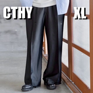 CTHY サテンワイドフレアスラックス ブラック XL(スラックス)