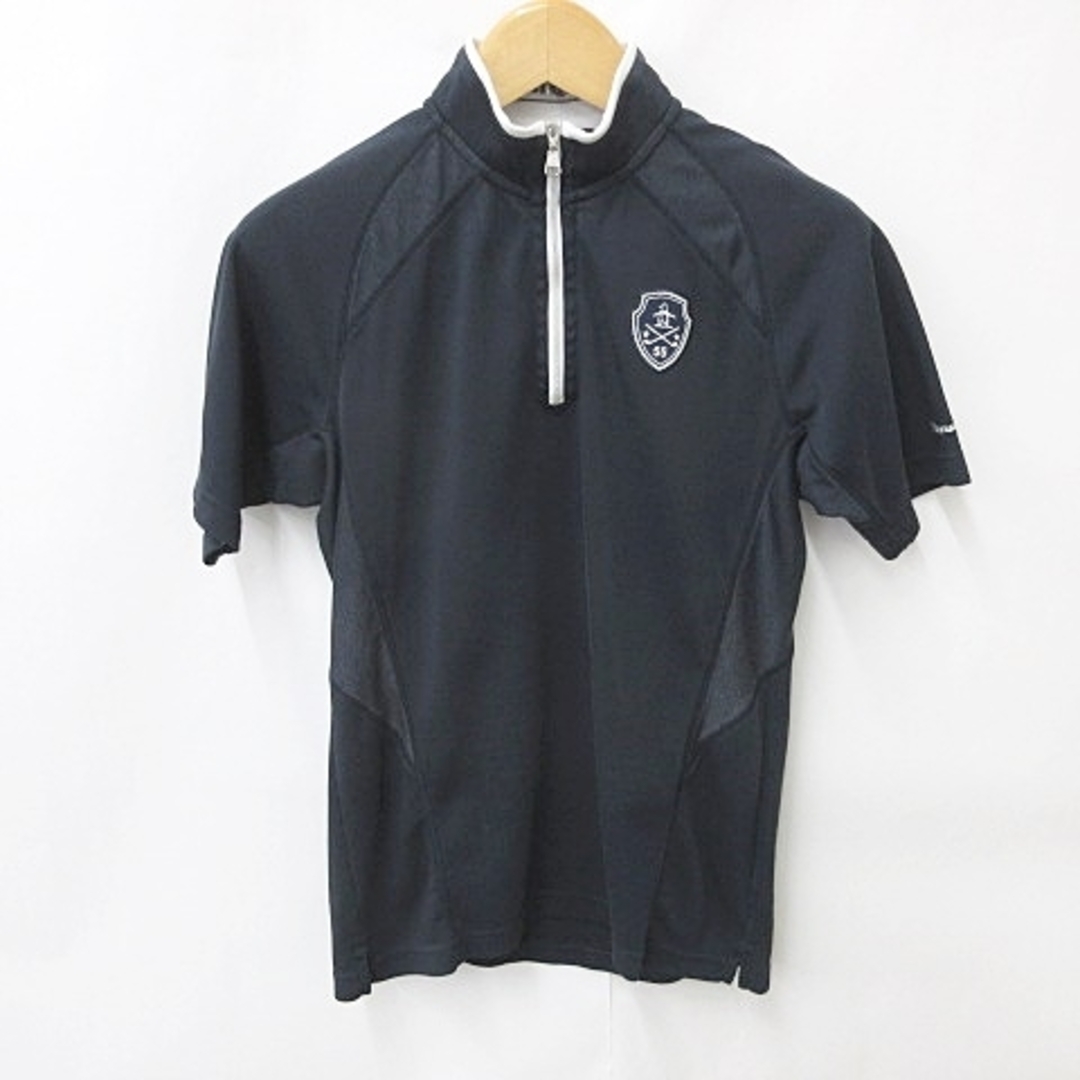 Munsingwear(マンシングウェア)のマンシングウェア ゴルフ シャツ 半袖 ジップ ハイネック 紺 ネイビー M スポーツ/アウトドアのゴルフ(ウエア)の商品写真