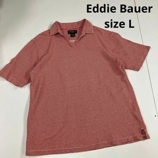 Eddie Bauer - エディーバウアー　ポロシャツ　ボーダー　麻　リネン　古着　オーバーサイズ　古着