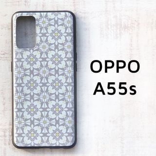 OPPO A55s 5G グレー タイル ソフトケース カバー オッポ(Androidケース)