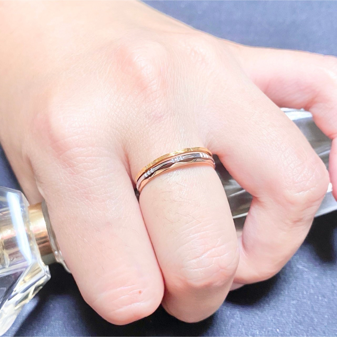 3色 カットリング  ステンレスリング ステンレス指輪 ピンキーリング レディースのアクセサリー(リング(指輪))の商品写真