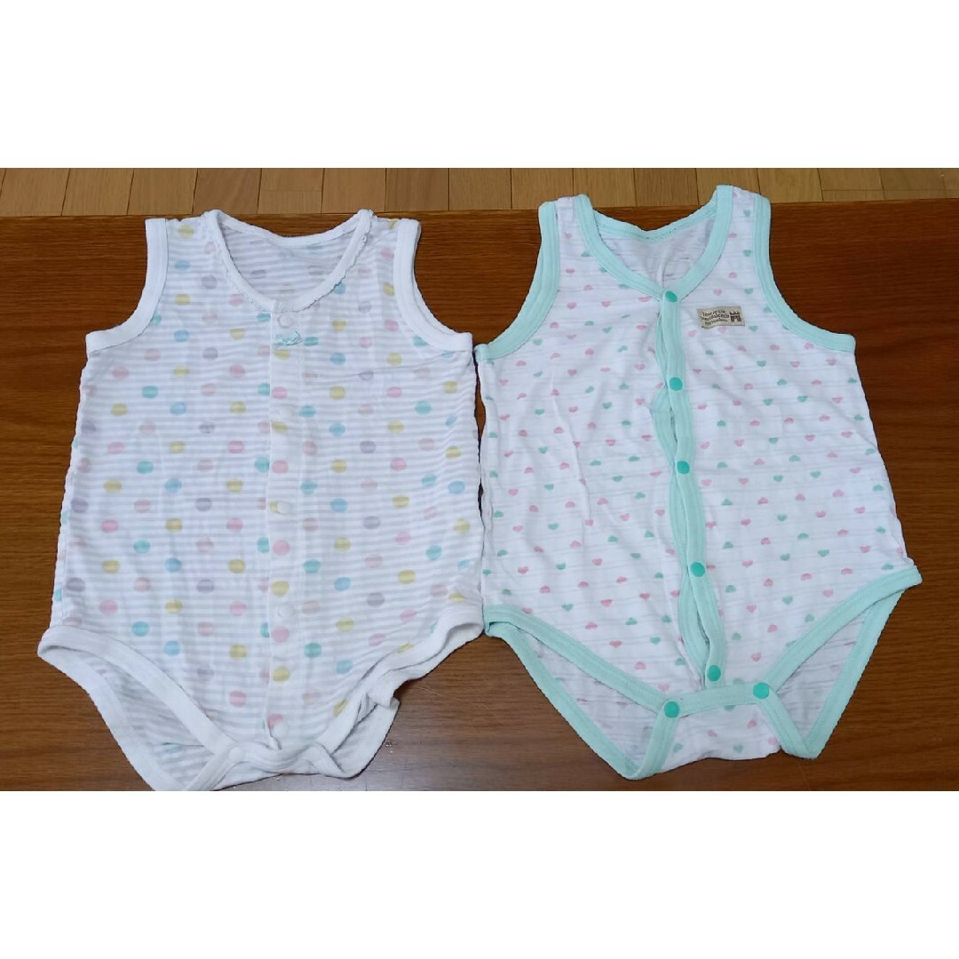 西松屋(ニシマツヤ)のベビー夏用ボディスーツ 80 4枚セット キッズ/ベビー/マタニティのベビー服(~85cm)(肌着/下着)の商品写真