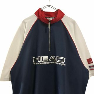 ヘッド(HEAD)のHEAD ハーフジップ半袖Tシャツ　ビッグサイズ紺メンズ4L a1(Tシャツ/カットソー(半袖/袖なし))