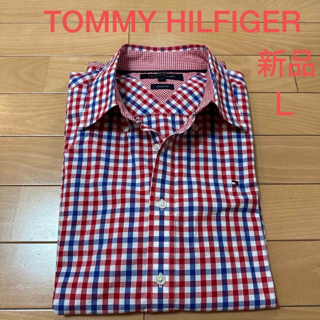 TOMMY HILFIGER(トミーヒルフィガー)の新品　トミーヒルフィガー　レディースシャツ　ギンガムチェック柄　サイズＬ レディースのトップス(シャツ/ブラウス(長袖/七分))の商品写真