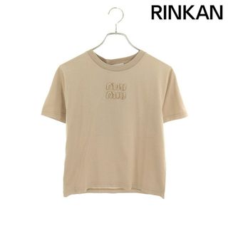 ミュウミュウ(miumiu)のミュウミュウ  24SS  MJN467 ロゴ刺繍Tシャツ レディース S(Tシャツ(半袖/袖なし))