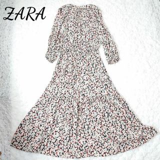 ザラ(ZARA)の(美品)ZARA　ザラ　ロングワンピース　花柄　総柄　ティアード　大きめ(ロングワンピース/マキシワンピース)