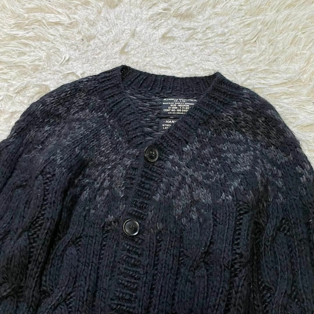 All Saints(オールセインツ)のALLSAINTS HAND KNIT ケーブルニットカーディガン M ブラック レディースのトップス(カーディガン)の商品写真