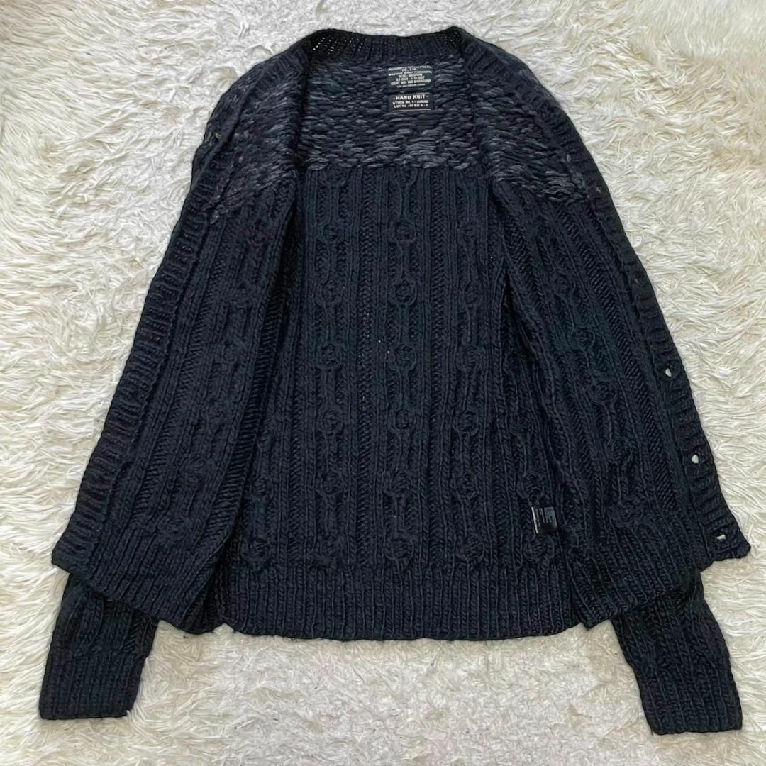 All Saints(オールセインツ)のALLSAINTS HAND KNIT ケーブルニットカーディガン M ブラック レディースのトップス(カーディガン)の商品写真