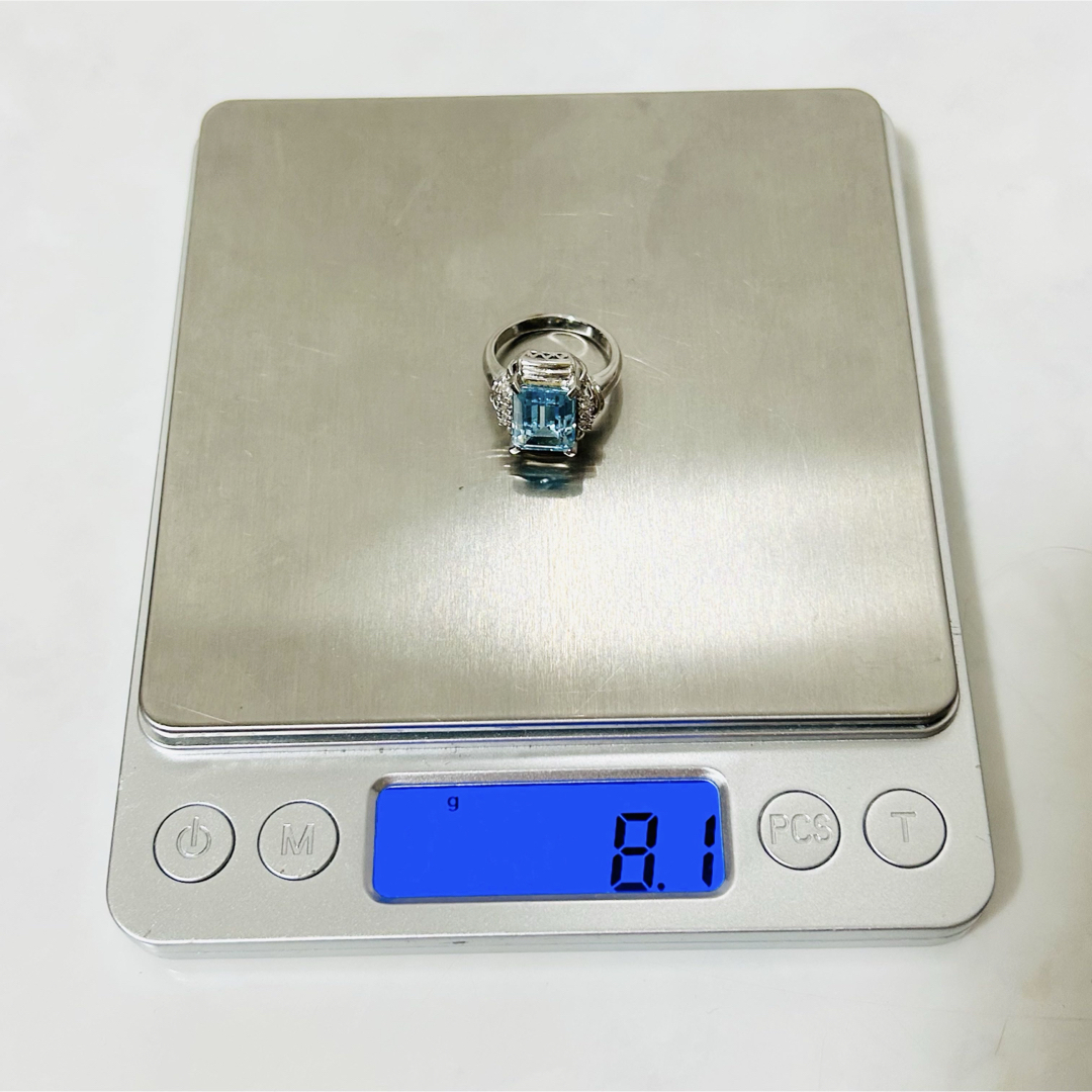 天然ブルートパーズ  ダイヤ  pt900 リング　4.29ct 0.12ct レディースのアクセサリー(リング(指輪))の商品写真